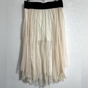 Cream Lace flowing maxi skirt.